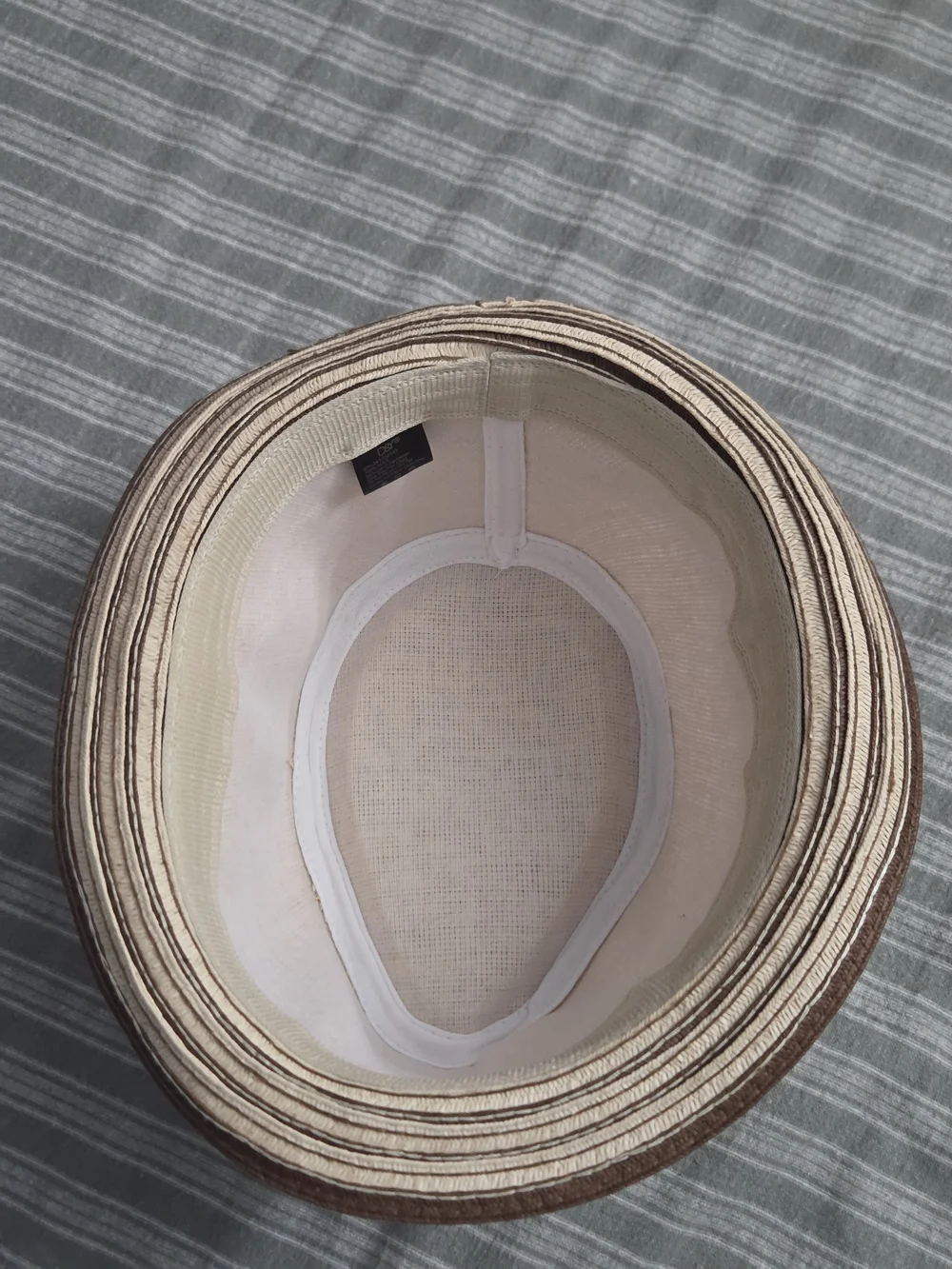 D&Y Beige and Brown Straw Fedora Hat